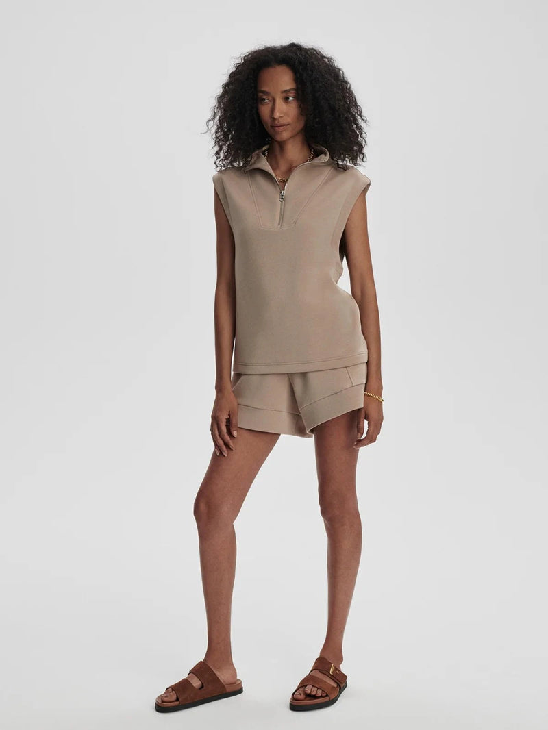 Sweater Varley Magnolia Half Zip Sleeveless Sweater Light Taupe Apoella