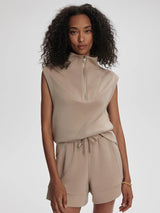 Sweater Varley Magnolia Half Zip Sleeveless Sweater Light Taupe Apoella