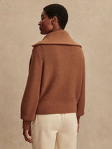 Sweater Varley Maura Half Zip Rib Knit Sweater Caramel Pecan Apoella