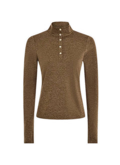 Sweater Varley Nathaniel Long Sleeve Top Teak Olive Marl Apoella