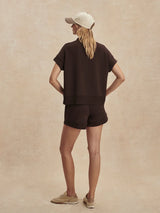 Sweater Varley Ritchie Short Sleeve Sweater Coffe Bean Apoella