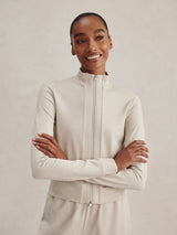 Sweater Varley Rufus Cropped Zip Through Sweater Pebble Marl Apoella