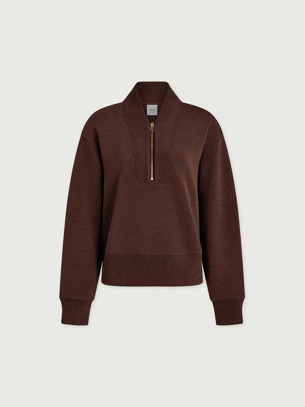 Sweater Varley Sally Half Zip Sweater Coffee Bean Marl Apoella