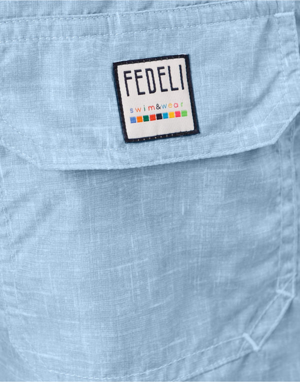 Swimshorts Fedeli Madeira Printed Swim Shorts Light Blue Linen Effect Apoella