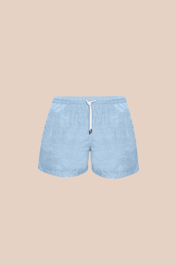 Swimshorts Fedeli Madeira Printed Swim Shorts Light Blue Linen Effect Apoella
