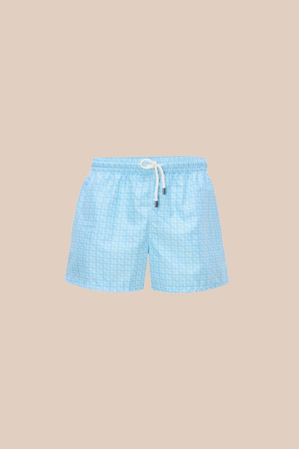 Swimshorts Fedeli Madeira Printed Swim Shorts Turquoise Pool Tiles Apoella