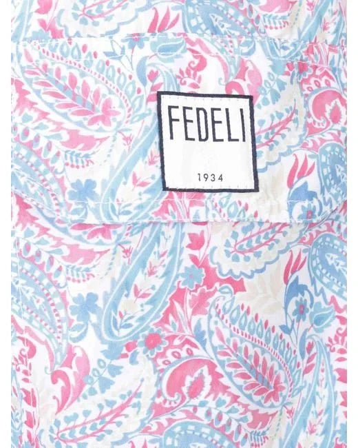 Swimshorts Fedeli Madeira Printed Swim Shorts White/Navy/Red Paisley Apoella