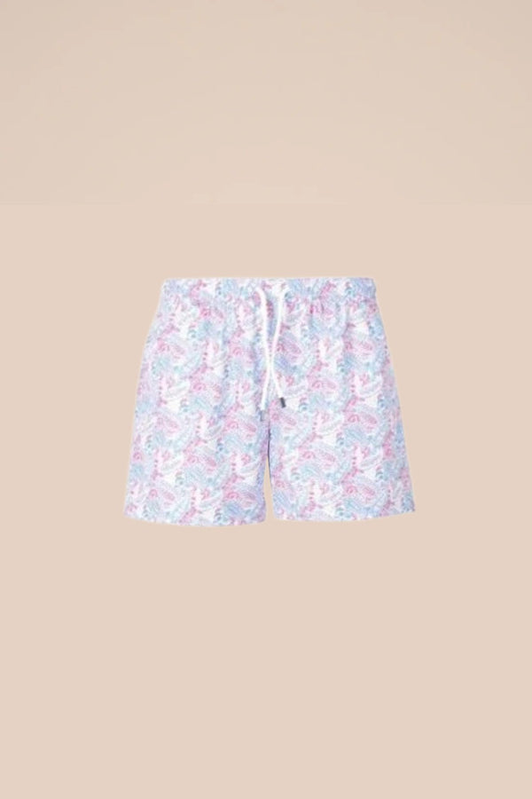 Swimshorts Fedeli Madeira Printed Swim Shorts White/Navy/Red Paisley Apoella