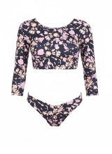 Swimwear Emmanuela Swimwear Ella Long Sleeve Bikini Black/Pink Splash Apoella