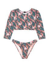 Swimwear Emmanuela Swimwear Ella Long Sleeve Bikini Peach/Green Leaves Apoella