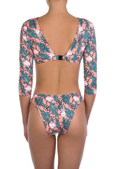 Swimwear Emmanuela Swimwear Ella Long Sleeve Bikini Peach/Green Leaves Apoella