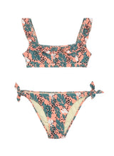 Swimwear Emmanuela Swimwear Georgia Athletic Ruffled Bikini Peach/Green Leaves Apoella