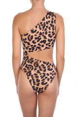 Swimwear Emmanuela Swimwear Maia One Shoulder Cut Out One Piece Leopard Apoella