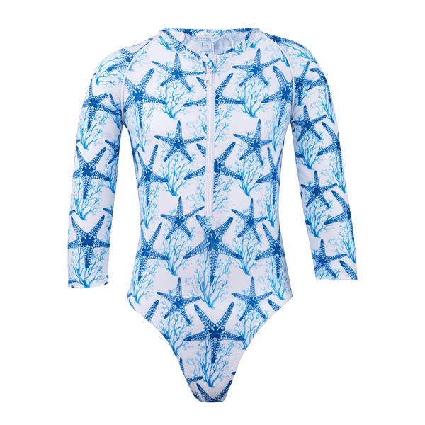 Swimwear Marie Raxevsky Apoella Exclusive Long Sleeve One Piece Asterias All Blue 8y / Asterias All Blue Apoella