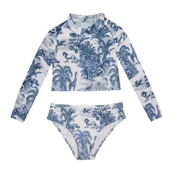 Swimwear Marie Raxevsky Long Sleeve Crop Top Bikini Jungle Blue 4y / Jungle Blue Apoella