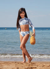 Swimwear Marie Raxevsky Long Sleeve Crop Top Bikini Jungle Blue Apoella