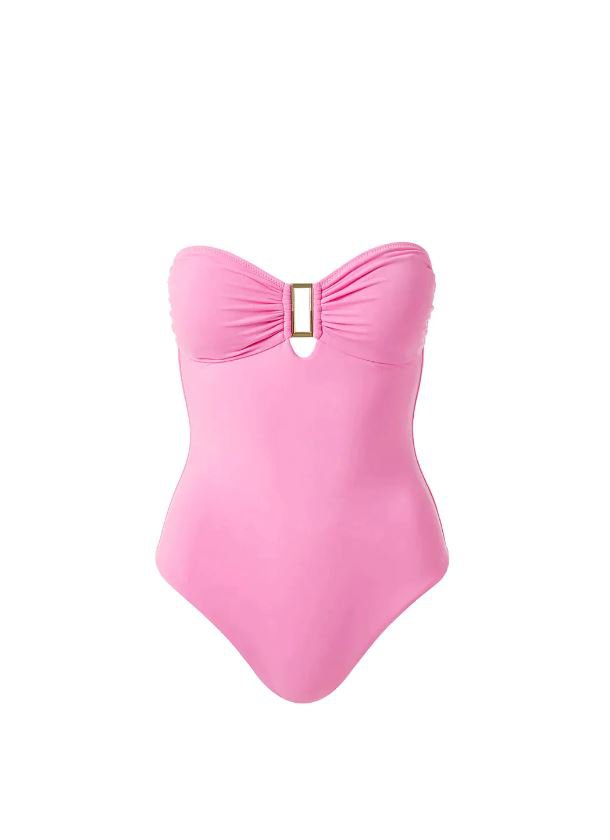 Swimwear Melissa Odabash Como Bandeau Rectangular Detail One-Piece Pink 42 / Pink Apoella
