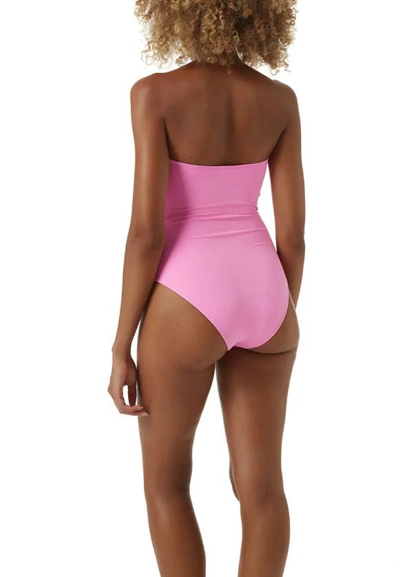 Swimwear Melissa Odabash Como Bandeau Rectangular Detail One-Piece Pink Apoella