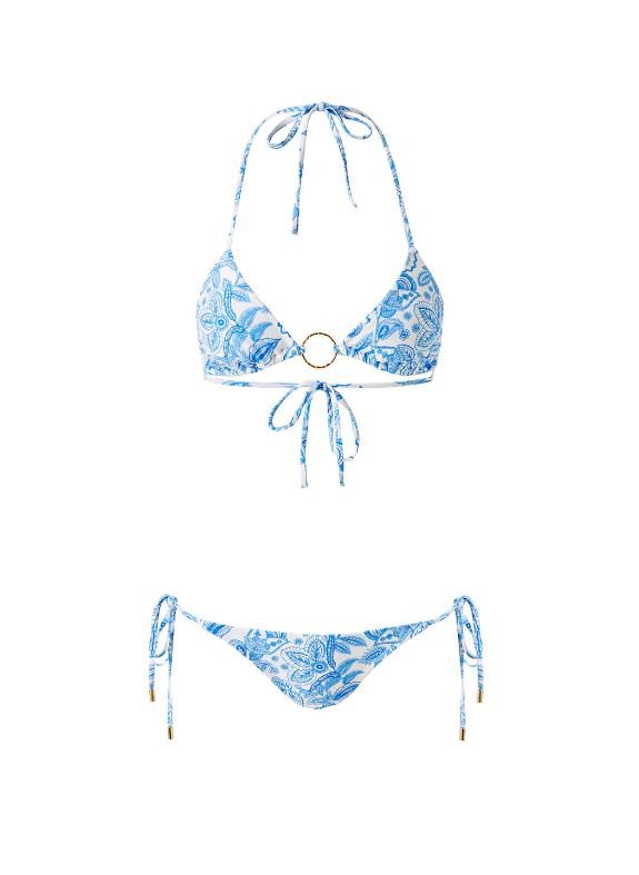 Swimwear Melissa Odabash Miami Triangle Ring Details Tie Side Bikini Ceramic 42 / Ceramic Apoella