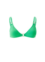 Swimwear Melissa Odabash Montenegro Over The Shoulder Ring Bikini Top Green Ribbed Apoella