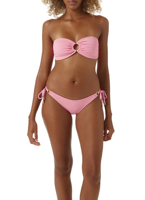 Swimwear Melissa Odabash Tortola Bandeau Ring Details Tie Side Bikini Rose Ridges Apoella