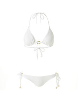 Swimwear Melissa Odabash Venice Ring Details Tie Side Triangle Bikini White Chain Apoella