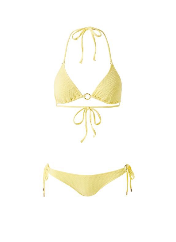 Swimwear Melissa Odabash Venice Ring Details Tie Side Triangle Bikini Yellow Chain Apoella