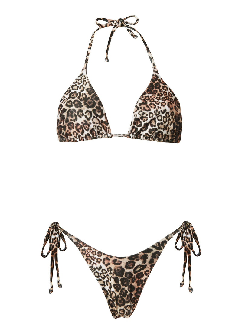 Swimwear Stefania Frangista Bruna Triangle Bikini Lycra Vintage Leopard Brown / S Apoella