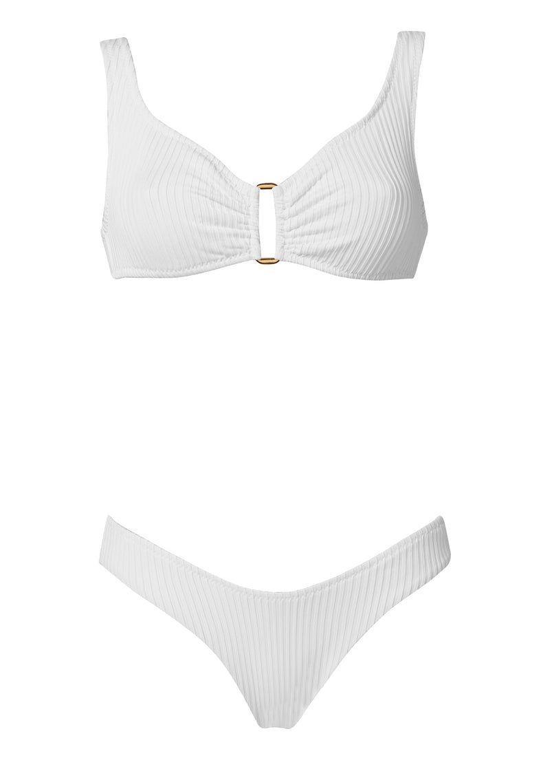 Swimwear Stefania Frangista Lenny V-bar Bikini Curly White White / S Apoella