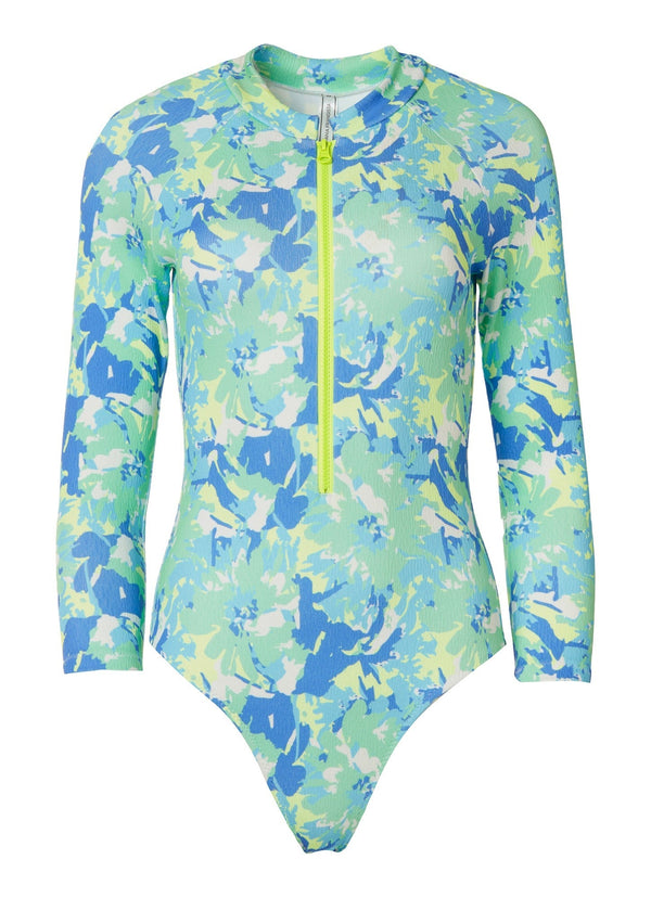 Swimwear Stefania Frangista Lily Long Sleeve One-Piece Lycra w. Zipper S / Floral Blue Apoella