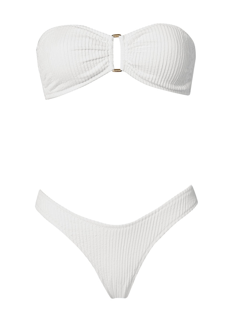 Swimwear Stefania Frangista Melita Bandeau Bikini S / White Apoella