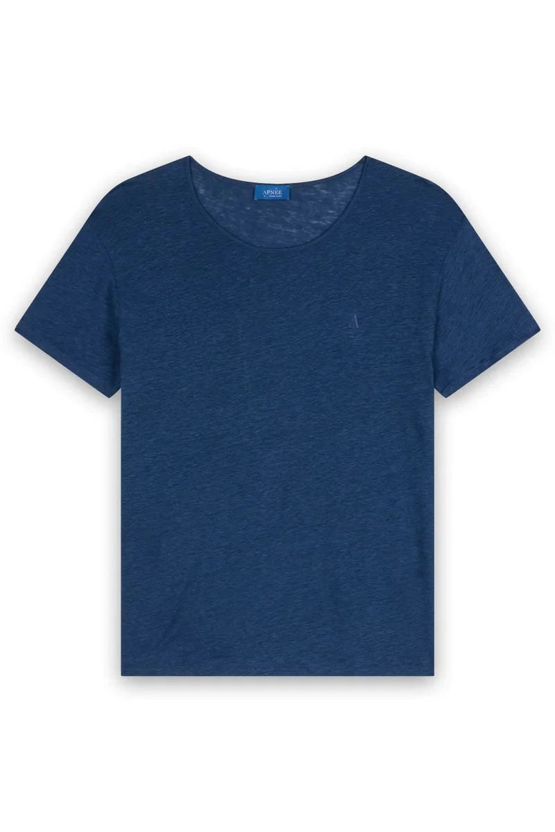 T-shirts Apnée Linen T - Shirt Petrol Blue Apoella
