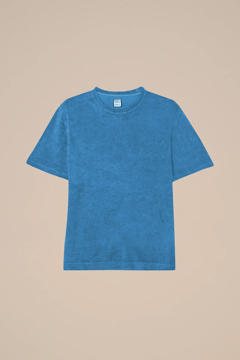 T-shirts Fedeli Terry Crew Neck T-shirt Bright Blue Apoella