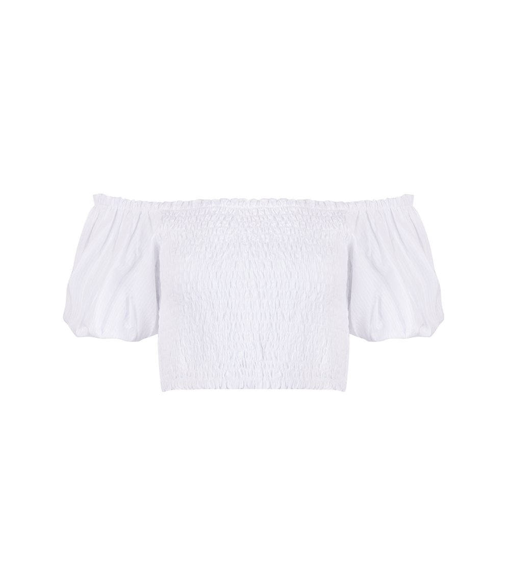 Annie Puff Sleeve Smocked Top White - Apoella – APOELLA