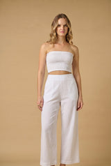 Tops APOELLA Aria Strapless Smocked Top Striped White Apoella
