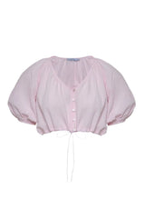 Tops Apoella Iliana Puff Sleeve Cropped Shirt Pink Apoella