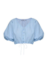 Tops Apoella Iliana Puff Sleeve Cropped Shirt Sky Apoella