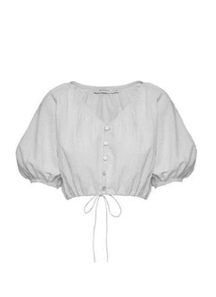 Tops Apoella Iliana Puff Sleeve Cropped Shirt White Apoella