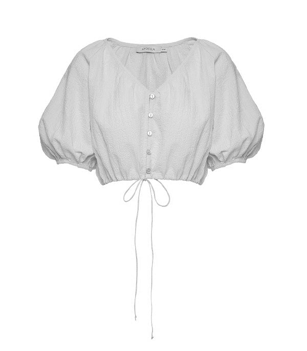 Tops Apoella Iliana Puff Sleeve Cropped Shirt White Apoella