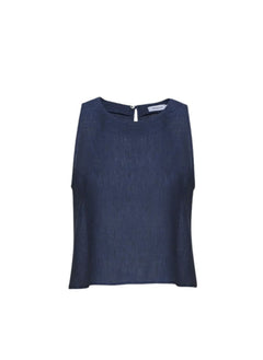 Tops Apoella Iro Linen Sleeveless Top Denim Apoella