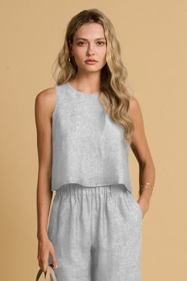 Tops Apoella Iro Linen Sleeveless Top Grey Apoella