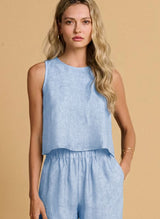 Tops APOELLA Iro Linen Sleeveless Top Sky Apoella