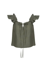 Tops Apoella Koko Ruffle Linen Top Khaki Apoella