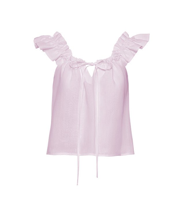 Tops Apoella Koko Ruffle Linen Top Pink Apoella