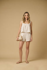 Tops Apoella Selini Smocked Top Beige Apoella