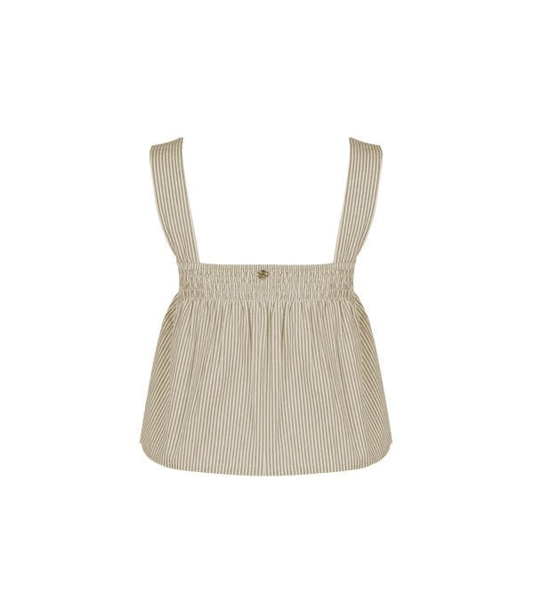 Tops Apoella Selini Smocked Top Striped Khaki Apoella