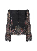 Tops Camilla With Love Restless Nights Drop Shoulder Bell Sleeve Top M / Black Floral Apoella