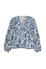 Tops Cara Cara Emmery Long Sleeve Top Azure Alexandria Floral Apoella