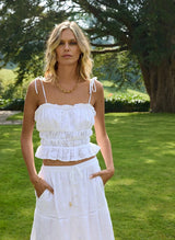 Tops Melissa Odabash Freya Strap Embroidered Crop Top White Apoella
