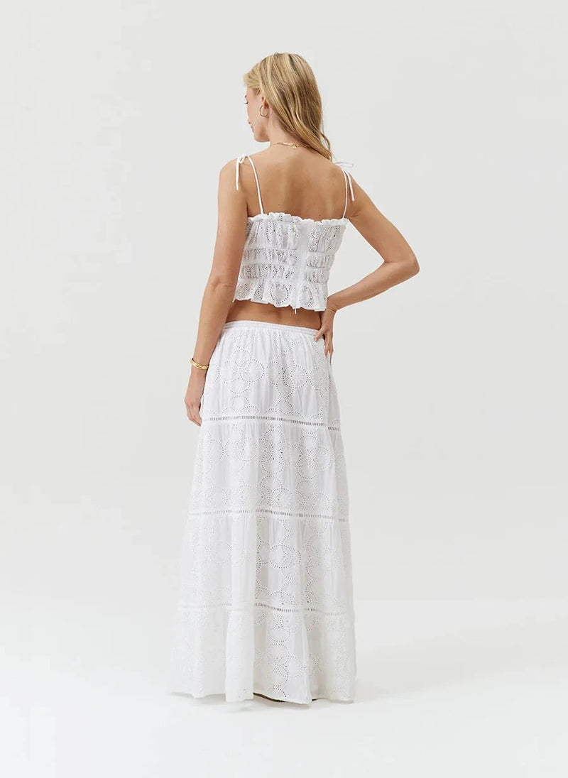 Tops Melissa Odabash Freya Strap Embroidered Crop Top White Apoella